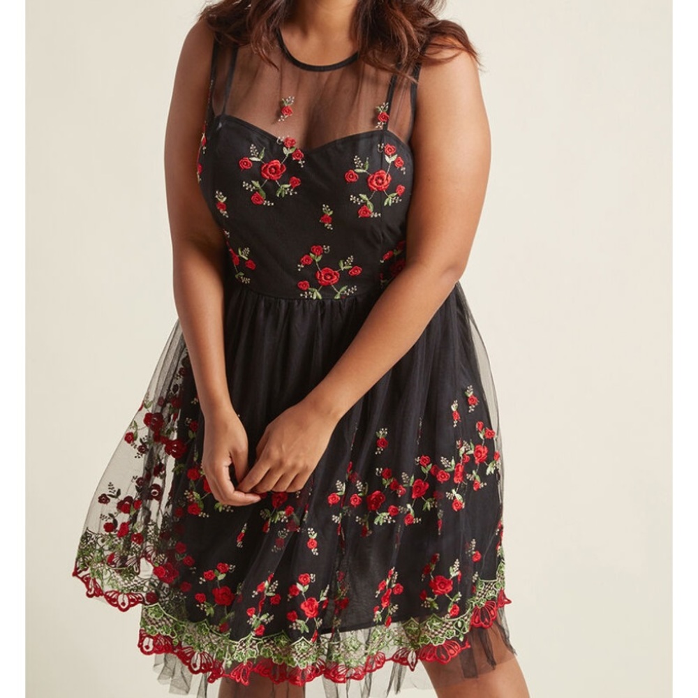 Floral black and red Party Perfect Dress